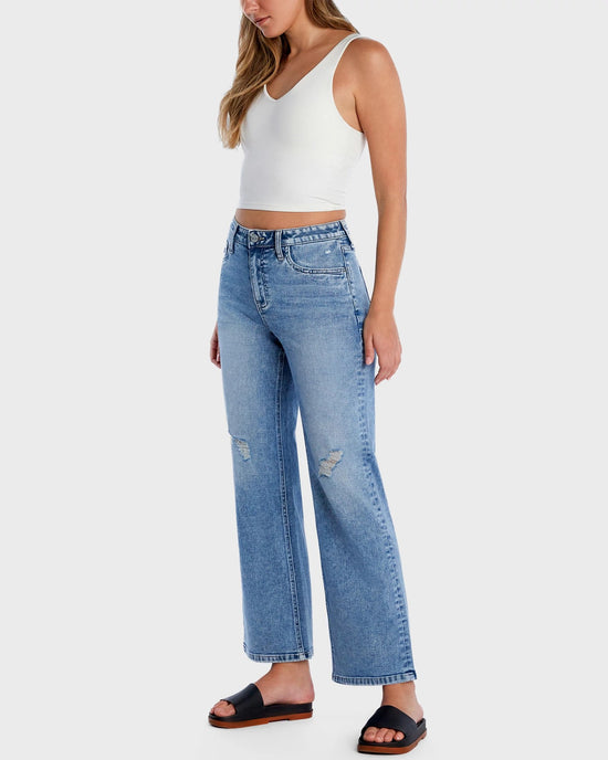 Country Blue $|& Hint of Blu Clever High Rise Straight Leg Jeans - Hanger Front