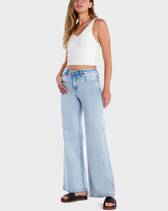 Marlin Blue $|& Hint of Blu Classic Mid Rise Wide Leg Jeans - Hanger Front