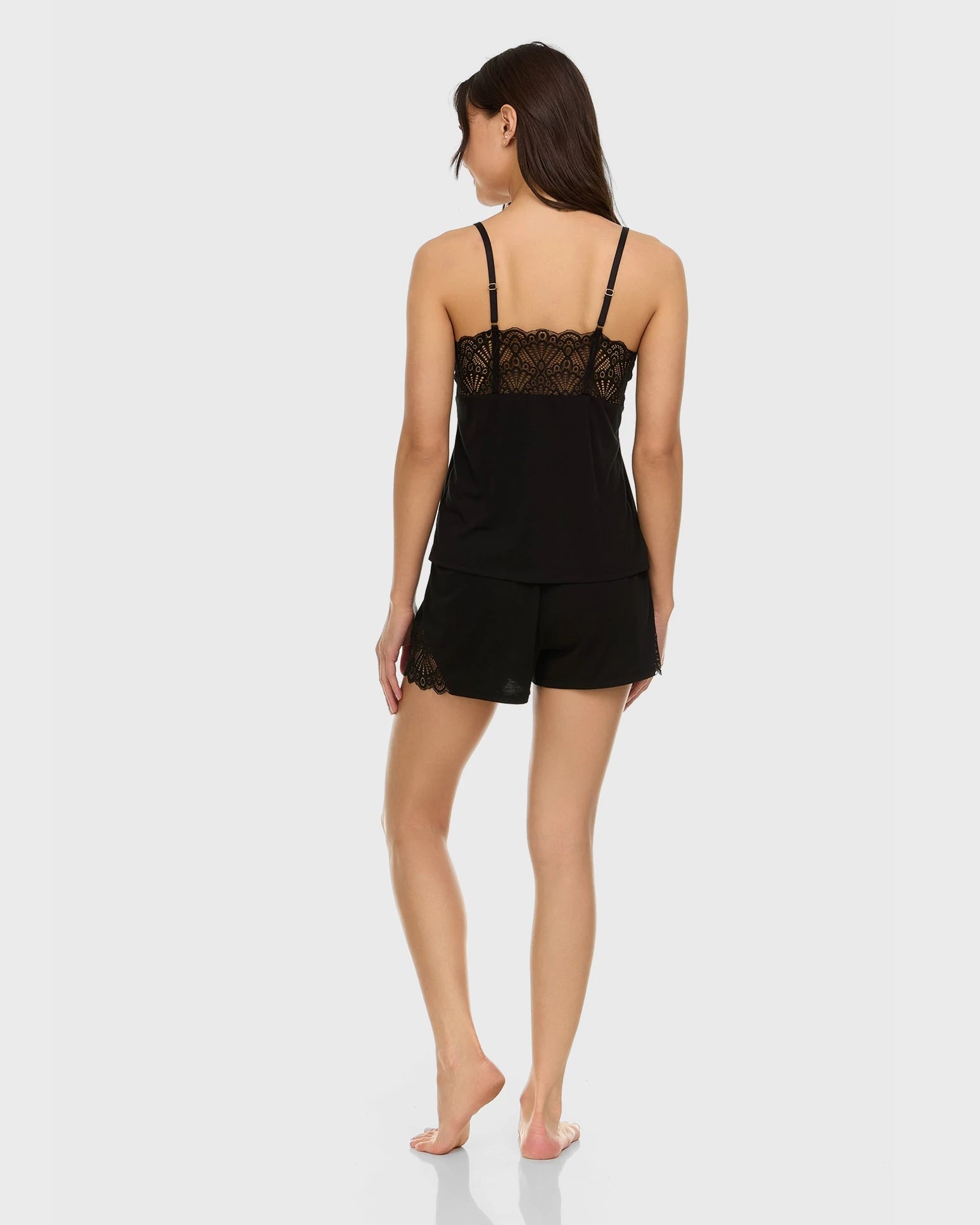 Black $|& flora Kamilla Solid Knit Cami Set - Hanger Side