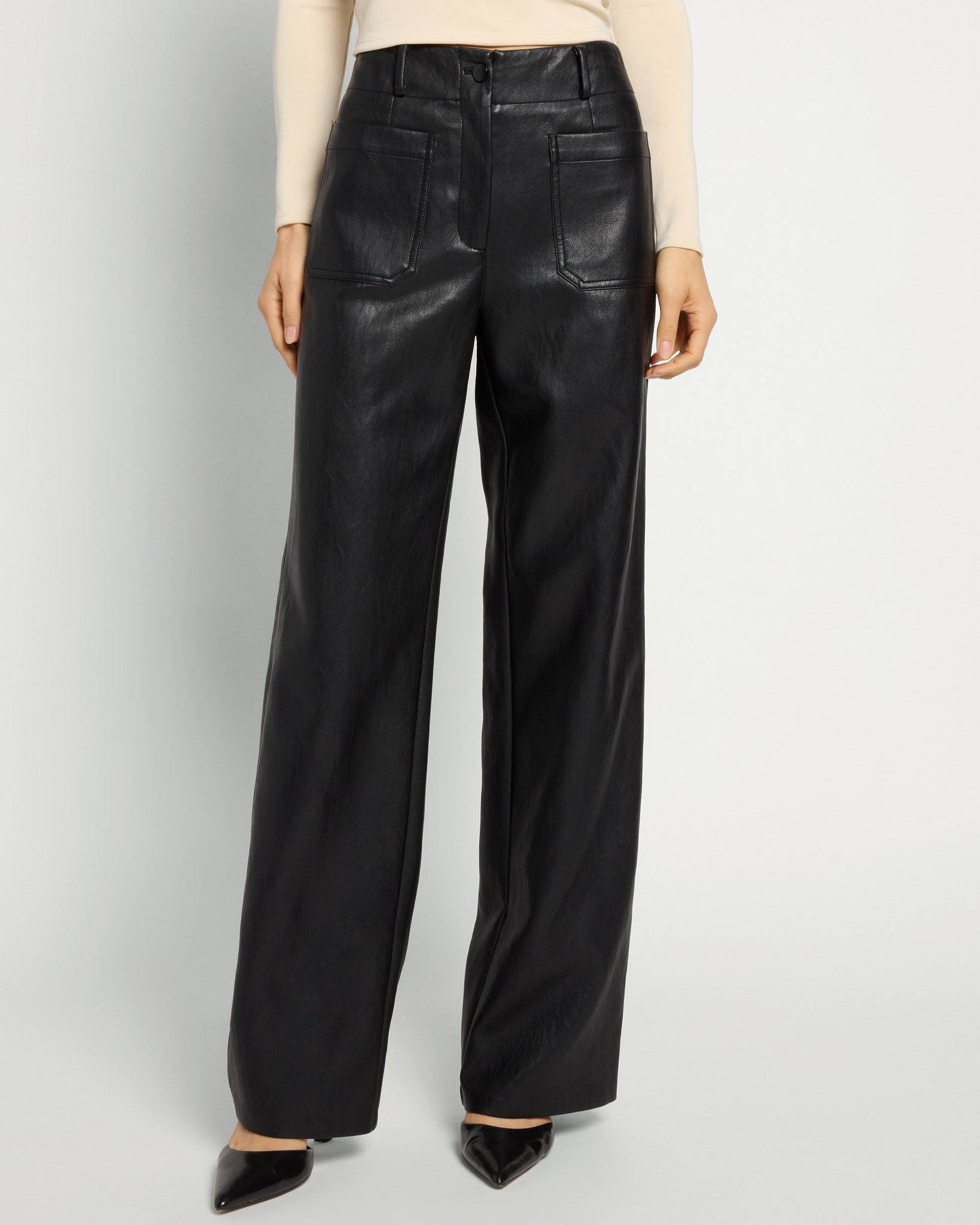 Black $|& Lucy Paris Reeve Vegan Leather Pant - SOF Front