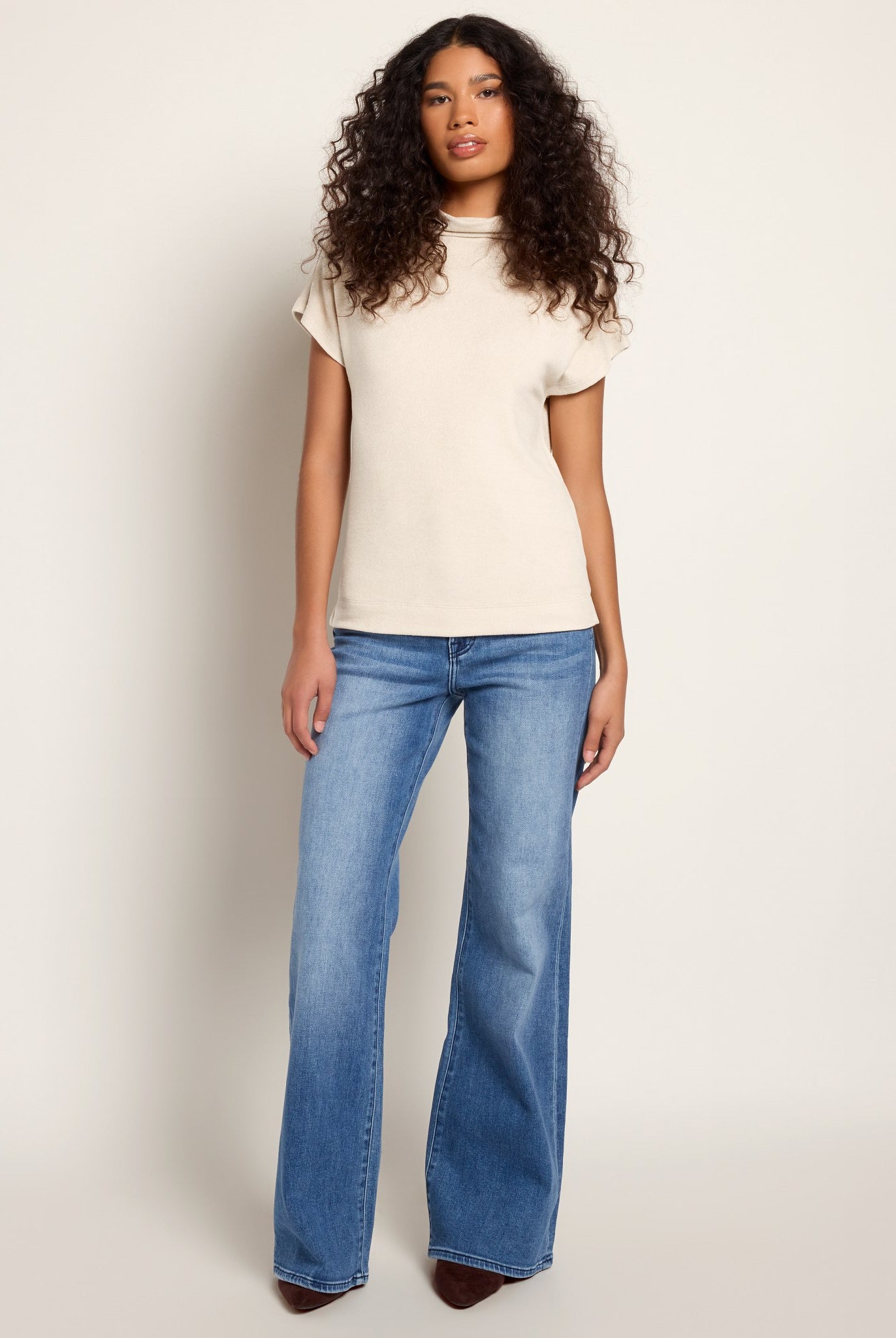 Cream $|& SEAS Pier Funnel Neck Hacci Tee - UGC On Fig