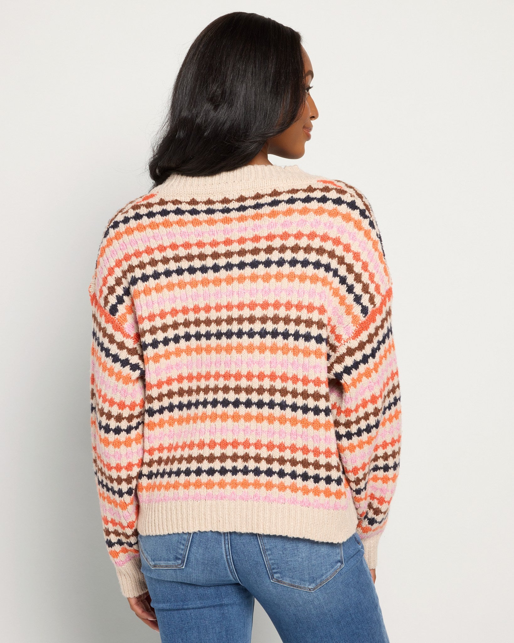 Ivory Multi $|& ACOA Novelty Cardigan - SOF Back