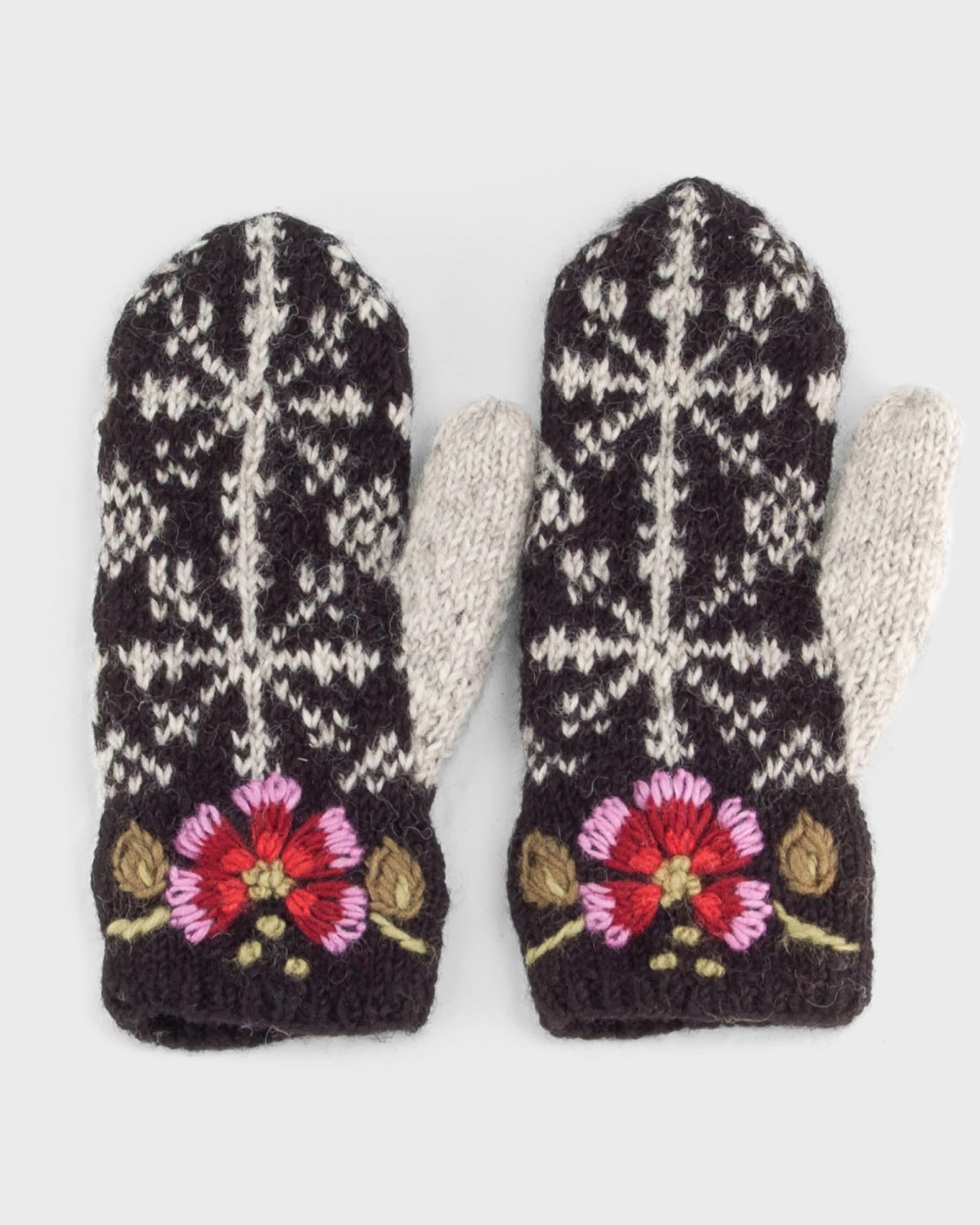Black $|& Lost Horizons Knitwear Eleanor Mittens - VOF Detail