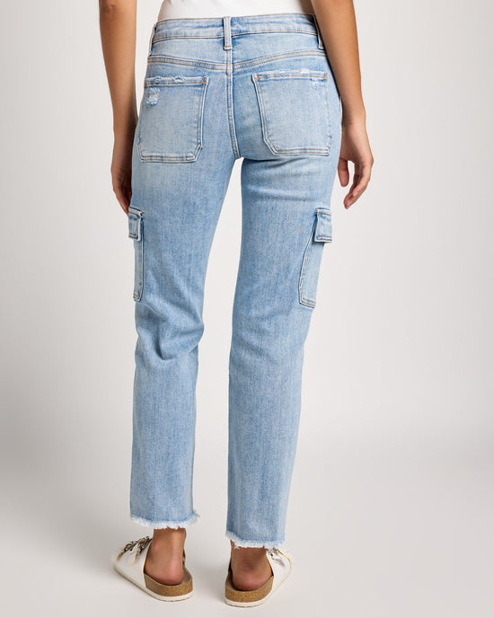 Mightily Blue $|& Lovervet Mid Rise Slim Straight Cargo Jeans - SOF Back