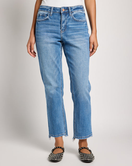 Stately Blue $|& Flying Monkey Jeans Mid Rise Slim Wide Leg Jeans - SOF Front