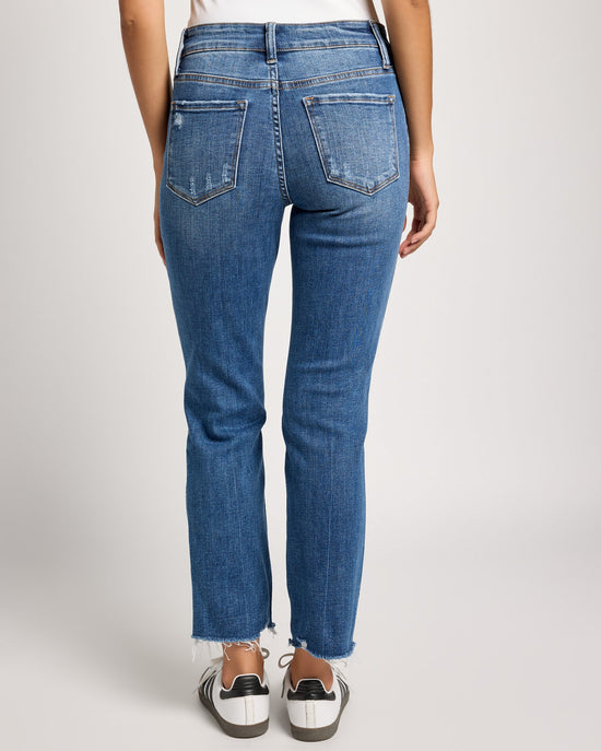 New Frame Blue $|& Flying Monkey Jeans Mid Rise Distressed Slim Straight Jeans - SOF Back