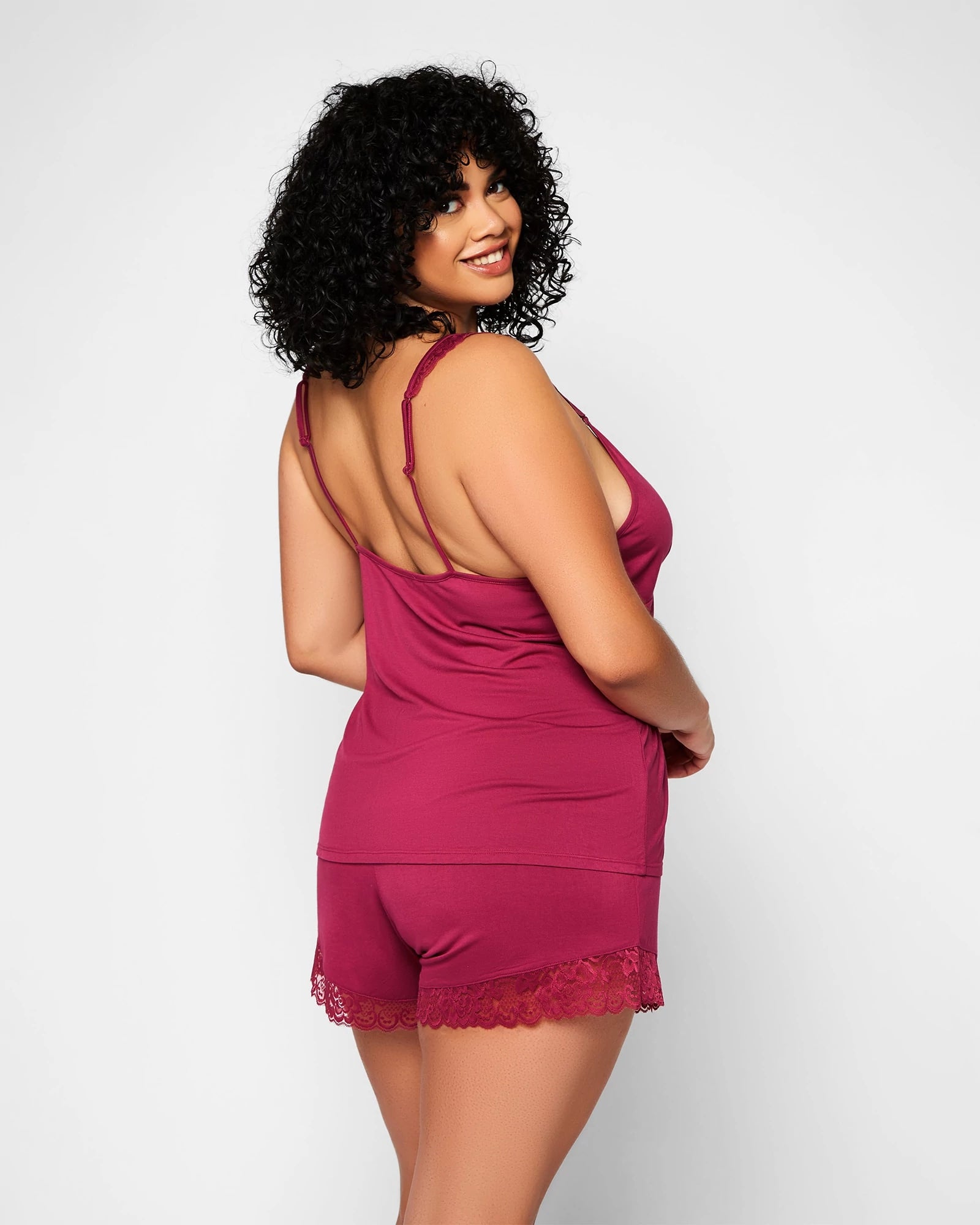 Raspberry $|& i-Collection Josephine Cami Set - Hanger Front