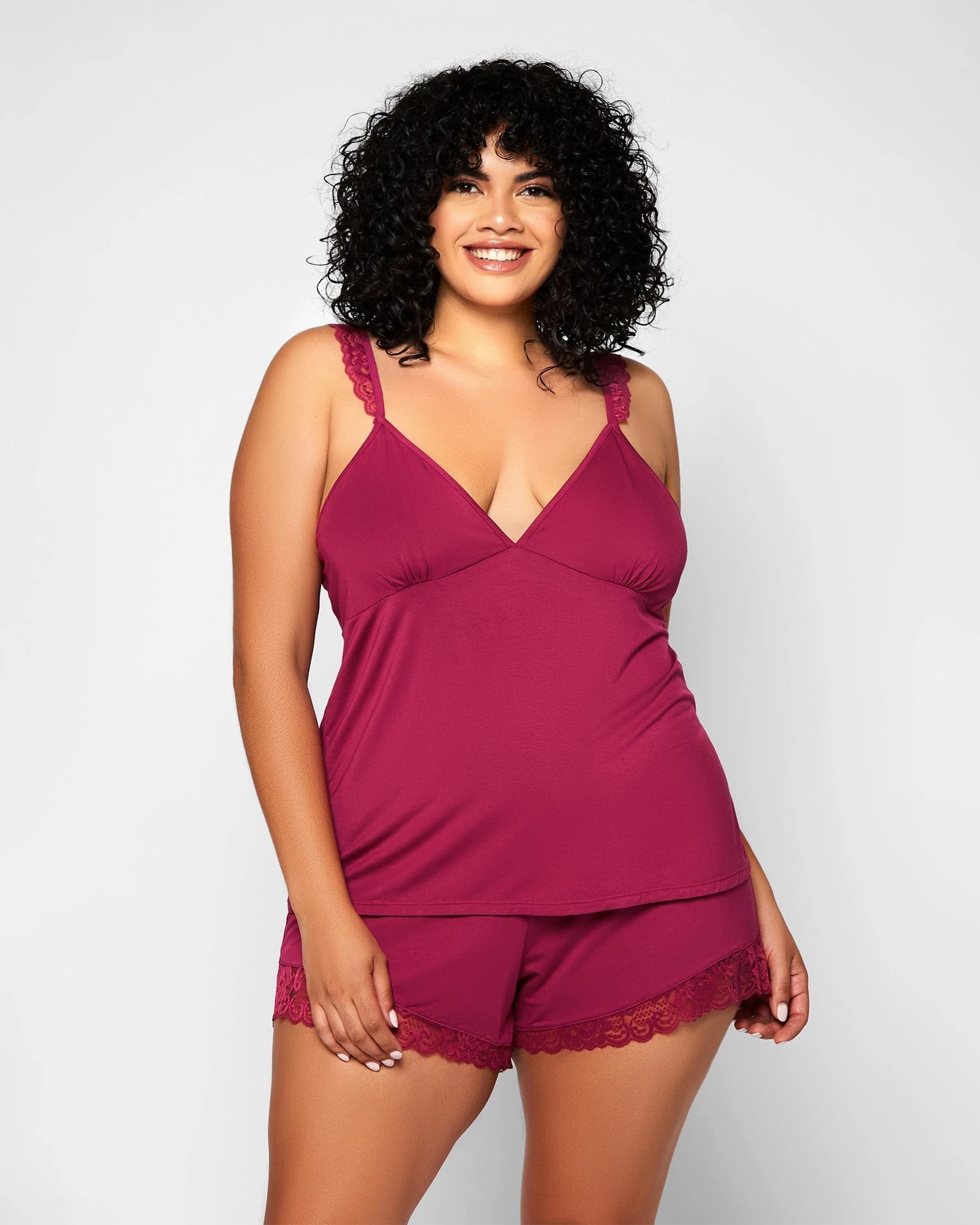 Raspberry $|& i-Collection Josephine Cami Set - VOF Detail