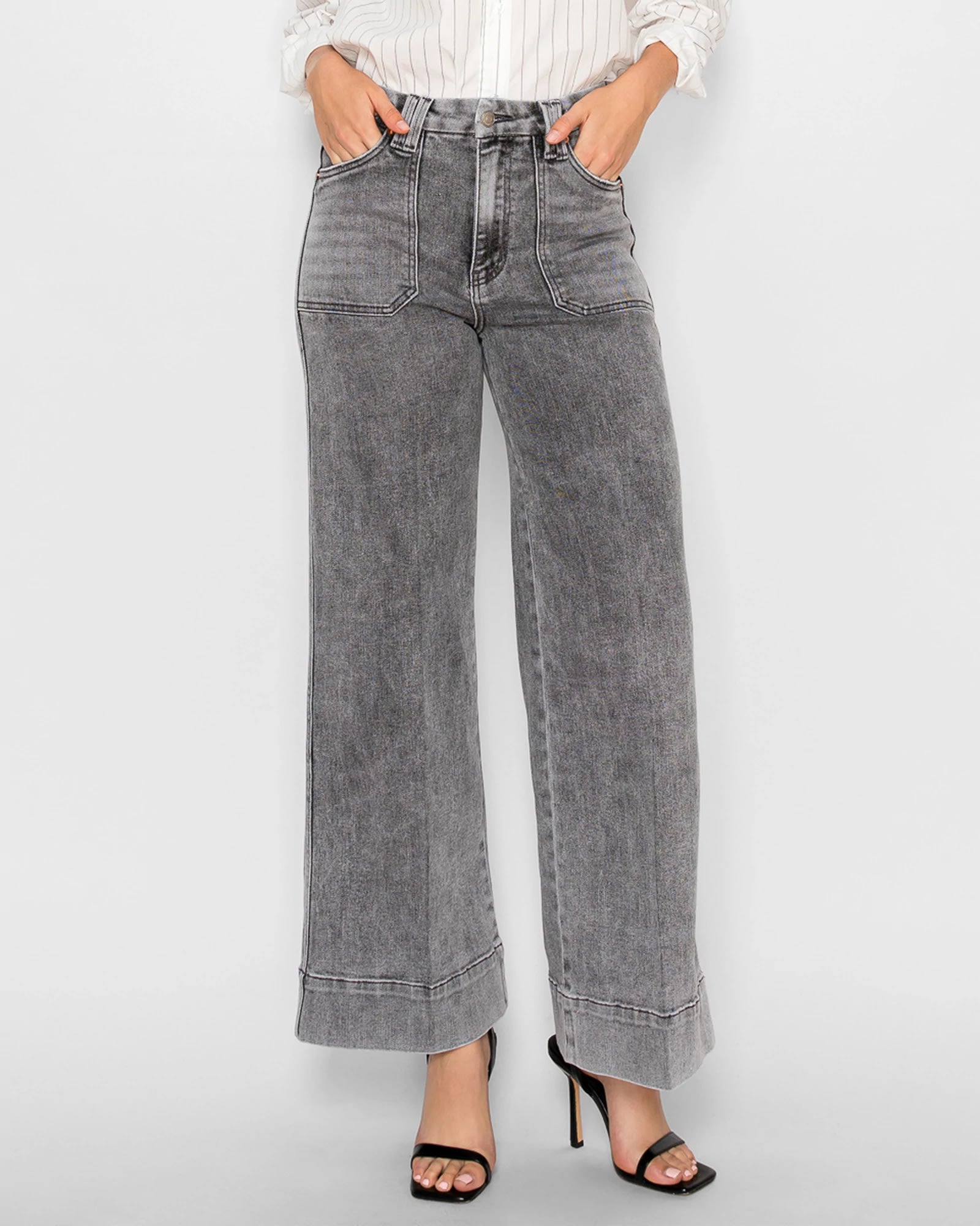 Light Grey Wash $|& Artemis Vintage High Rise Wide Leg Jeans - VOF Detail