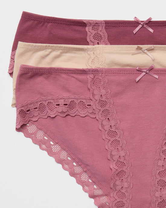 Rose Pack $|& real Underwear Cotton Bikini with Lace 3 Pack