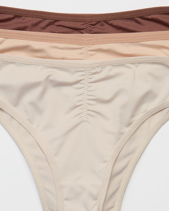 Nude Pack $|& real Underwear Mico V Cut Waist Bikini 3 Pack - Hanger Detail