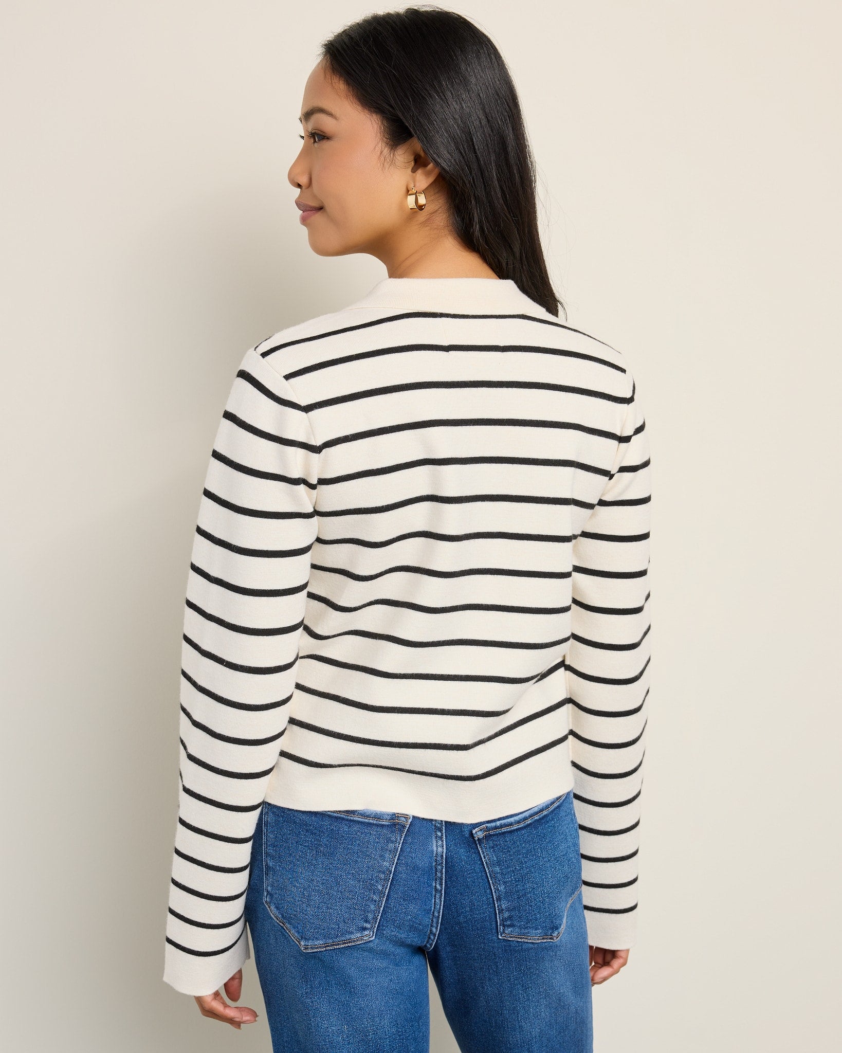 Ivory Black $|& Thread & Supply Clyde Sweater Jacket - SOF Back