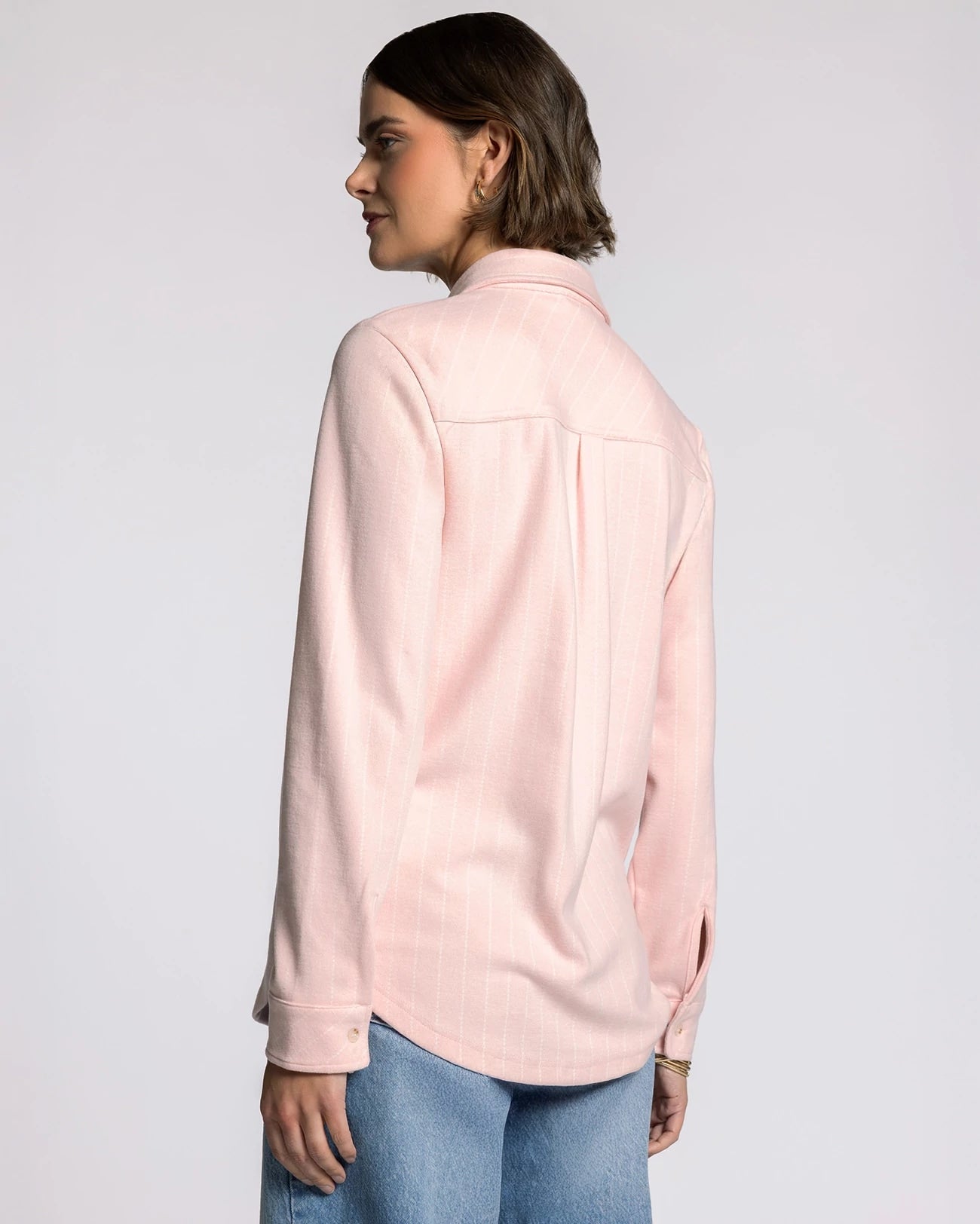 Soft Pink White $|& Thread & Supply Lewis Striped Shirt - Hanger Side