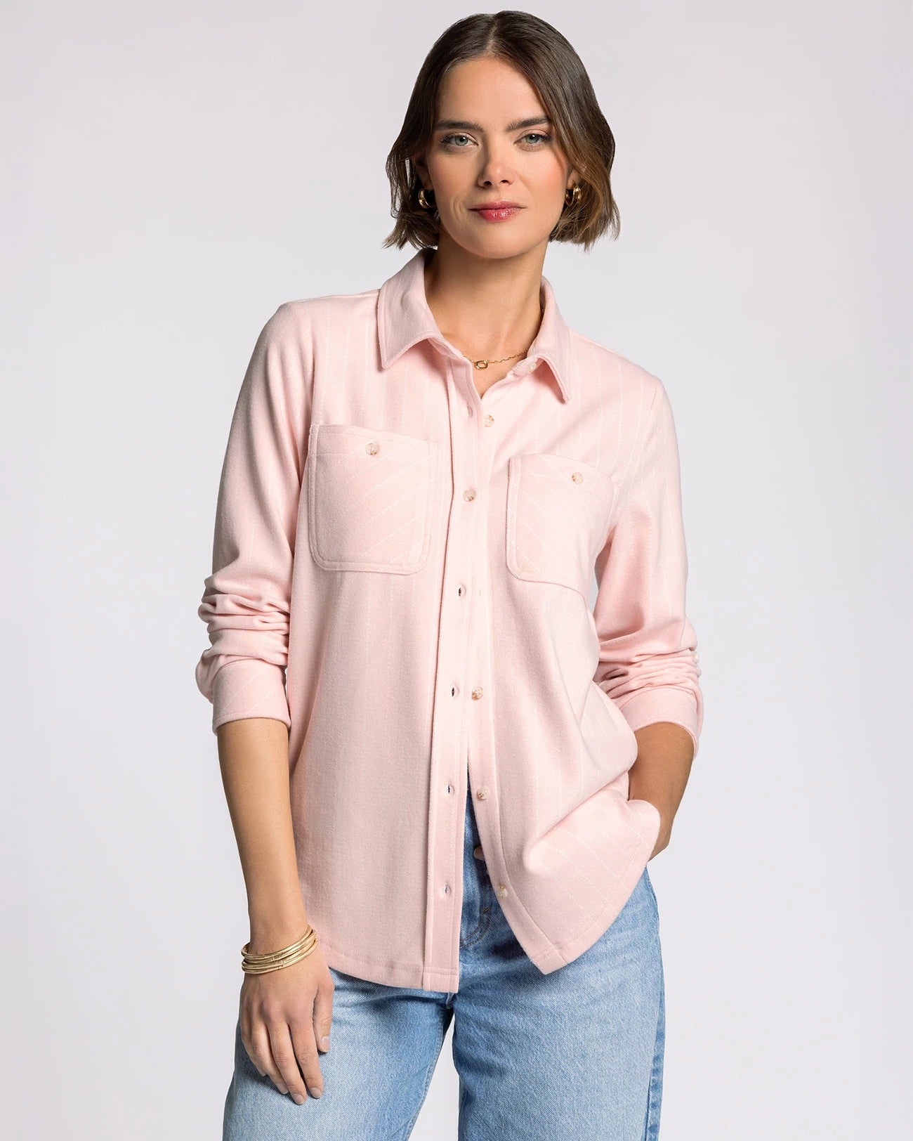 Soft Pink White $|& Thread & Supply Lewis Striped Shirt - VOF Detail