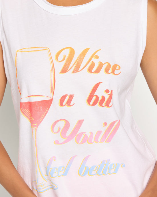White $|& Project Social T Wine A Bit Graphic Tank - SOF Full Front