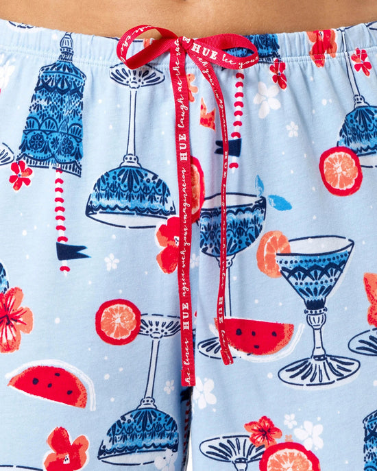 Baja Blue $|& HUE Tipsy In Tucket PJ Capri - Hanger Back