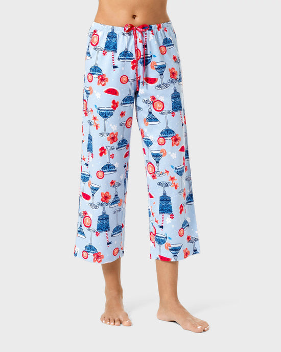 Baja Blue $|& HUE Tipsy In Tucket PJ Capri - VOF Detail