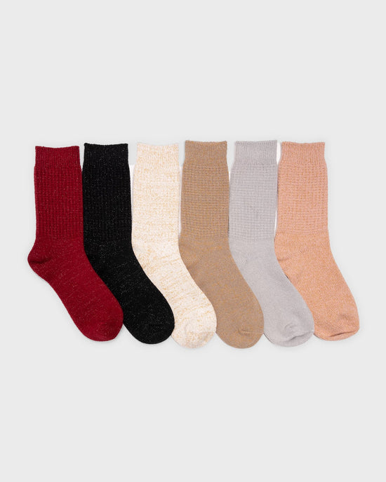 Lurex/Waffle $|& MUK LUKS 6 Pack Microfiber Boot Socks - VOF Detail