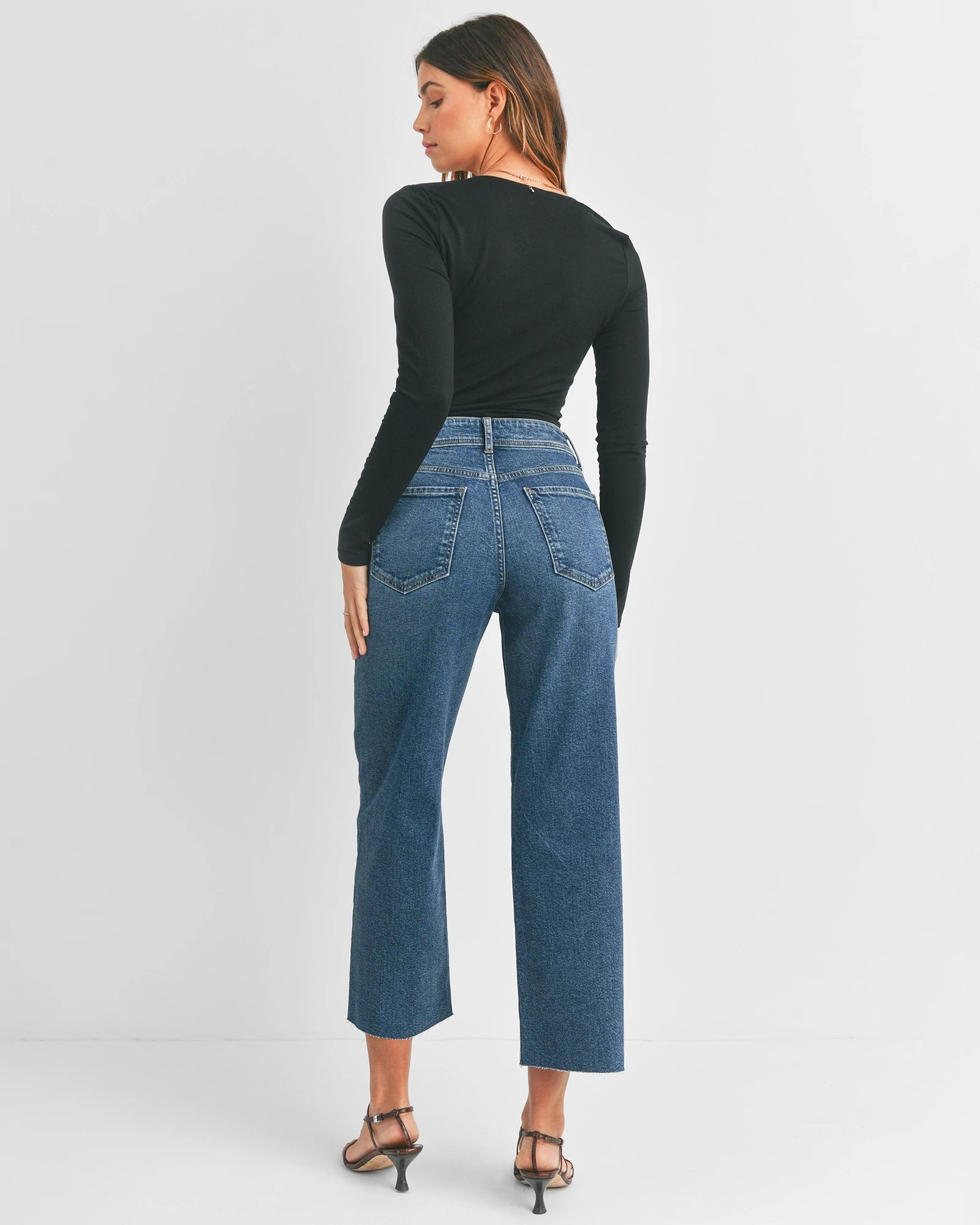 Dark Denim $|& Just Black High Rise Utility Jeans - Hanger Side