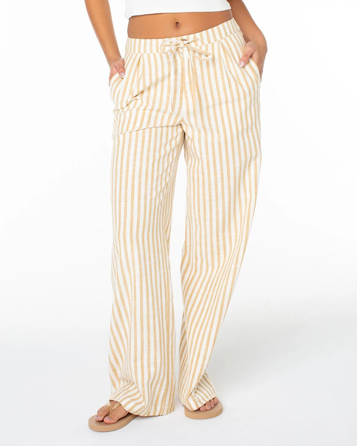 Curry Jail Bird Stripe $|& Roxy Mavericks Beach Trouser - VOF Detail
