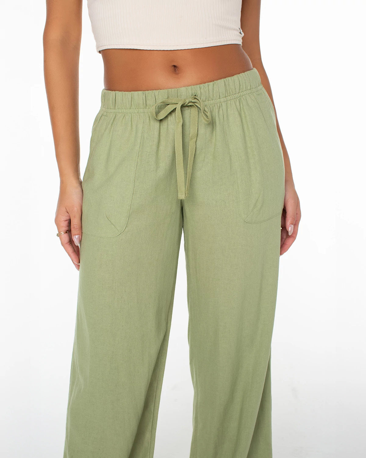 Sage $|& Roxy Lagoon Linen-Blend Pant - Hanger Back