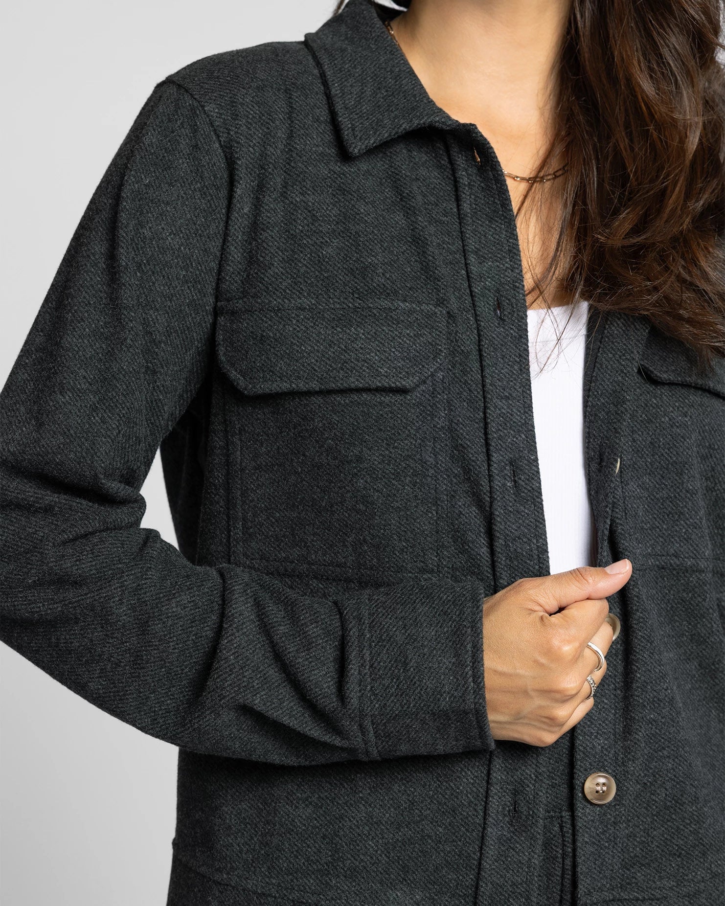 Black Heather $|& Thread & Supply Faye Brushed Knit Jacket - Hanger Back