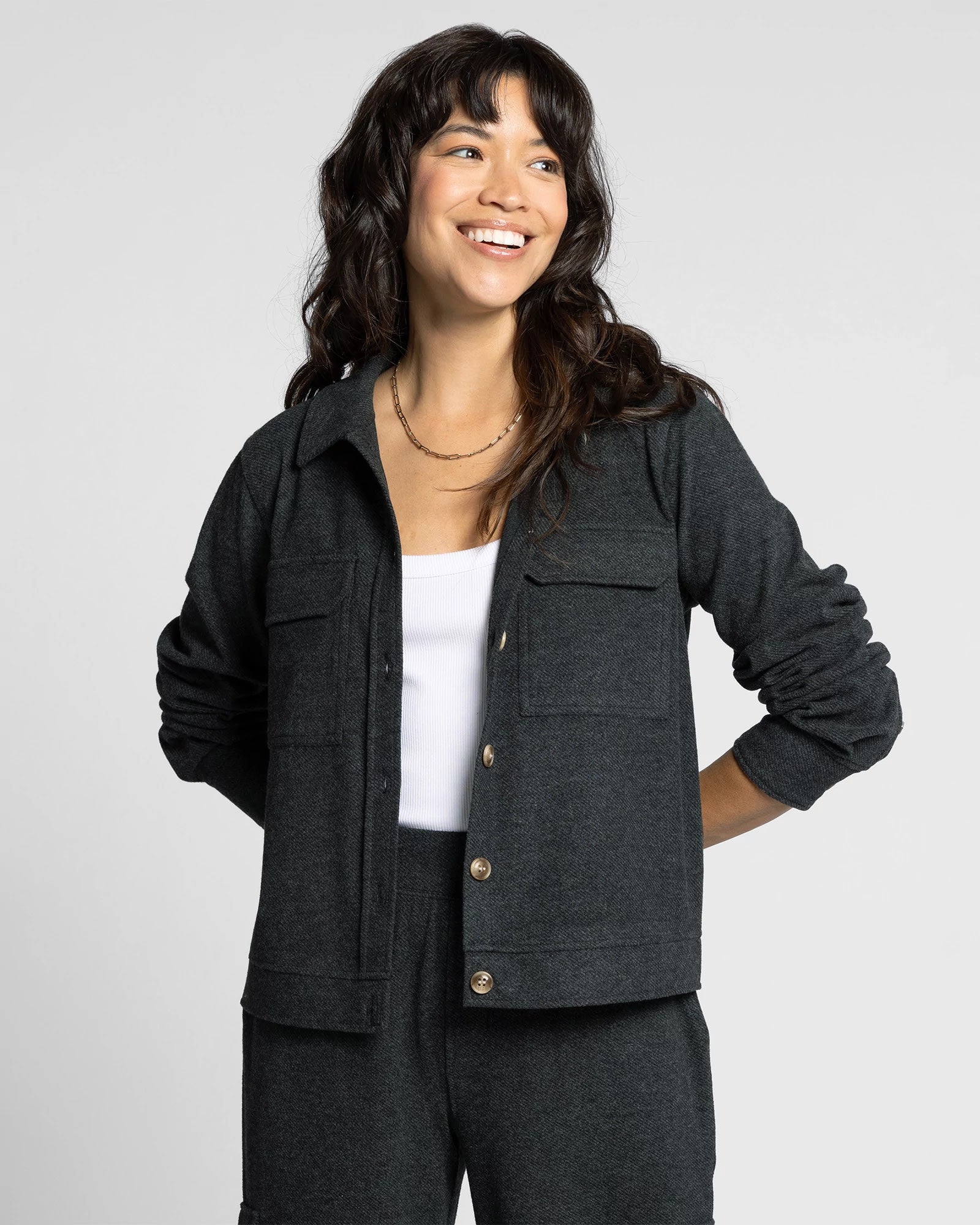 Black Heather $|& Thread & Supply Faye Brushed Knit Jacket - VOF Detail
