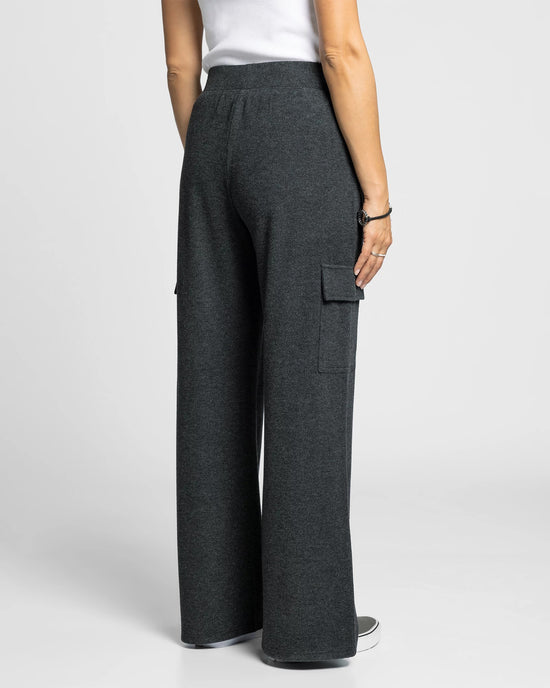 Black Heather $|& Thread & Supply Faye Brushed Knit Cargo Pants - Hanger Side