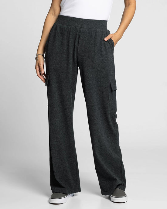 Black Heather $|& Thread & Supply Faye Brushed Knit Cargo Pants - VOF Detail