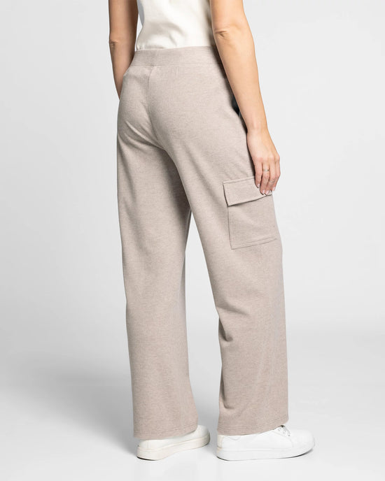 Taupe Heather $|& Thread & Supply Faye Brushed Knit Cargo Pants - Hanger Side
