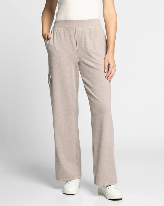 Taupe Heather $|& Thread & Supply Faye Brushed Knit Cargo Pants - VOF Detail