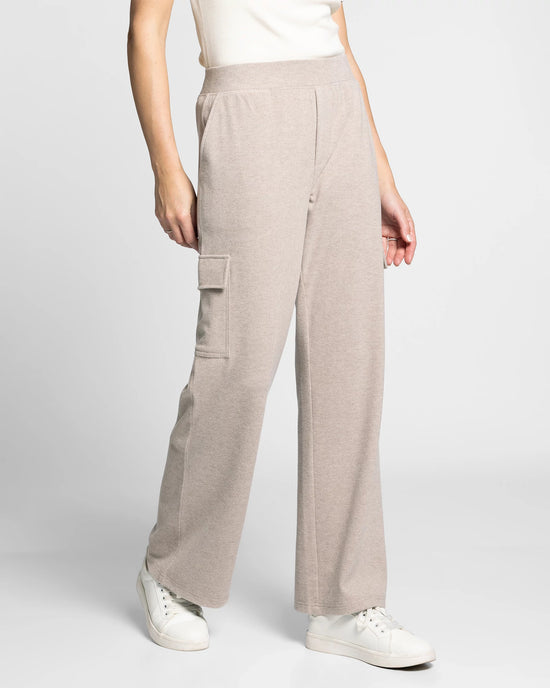 Taupe Heather $|& Thread & Supply Faye Brushed Knit Cargo Pants - Hanger Front