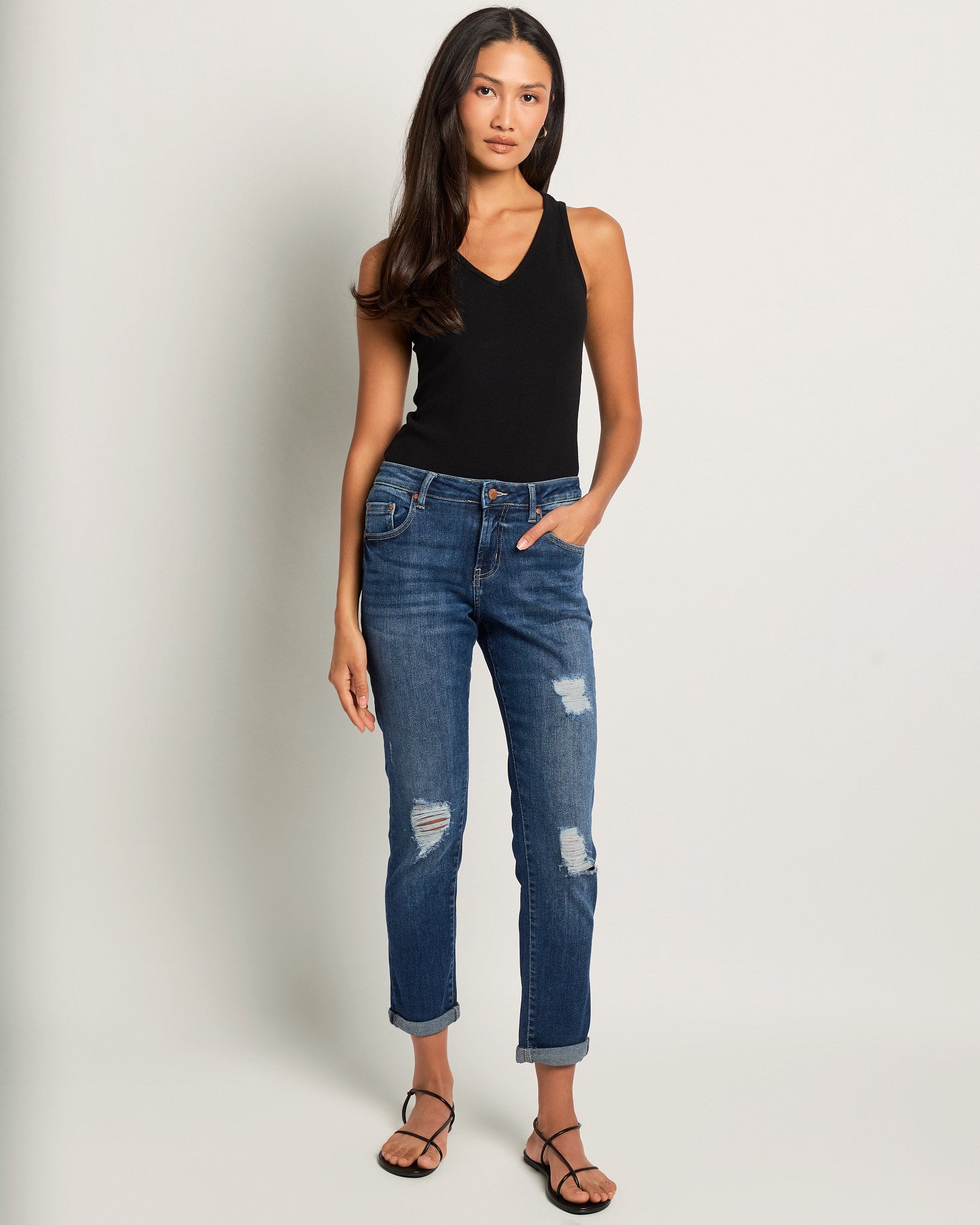 Rip Tide $|& Herizon Crest Cuffed Girlfriend Jeans - UGC On Fig