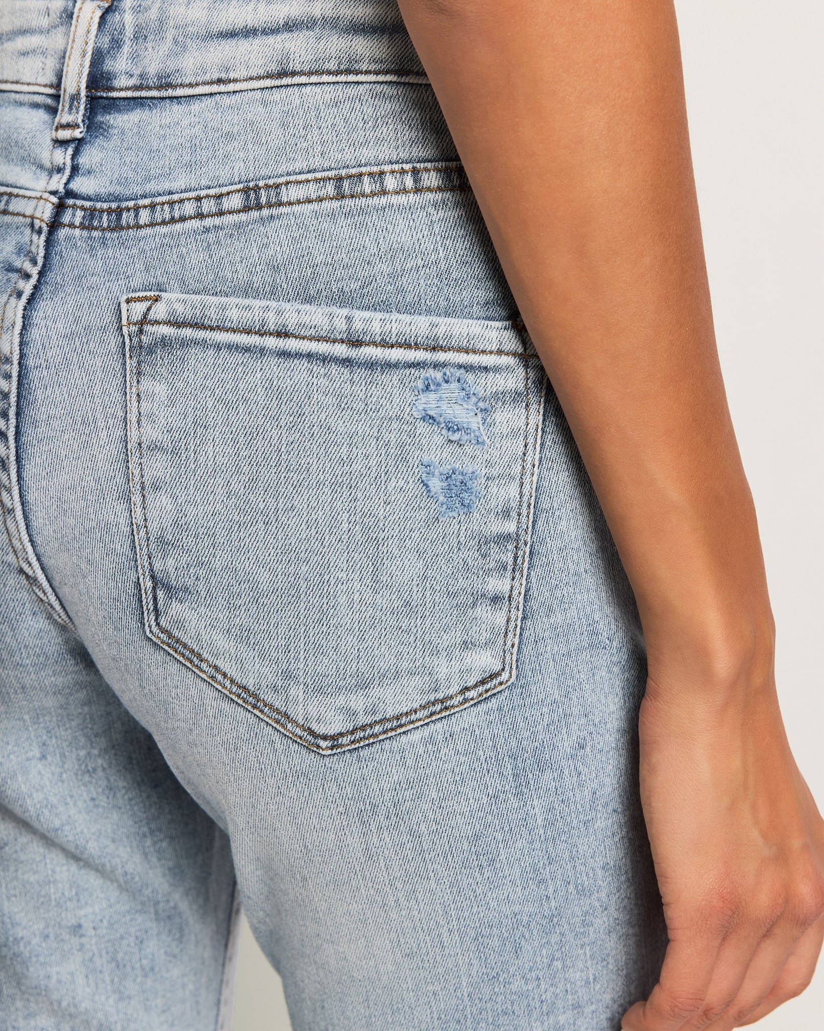 Medium Light Wash $|& SEAS Mid Rise Cropped Side Slit Jeans - VOF Front