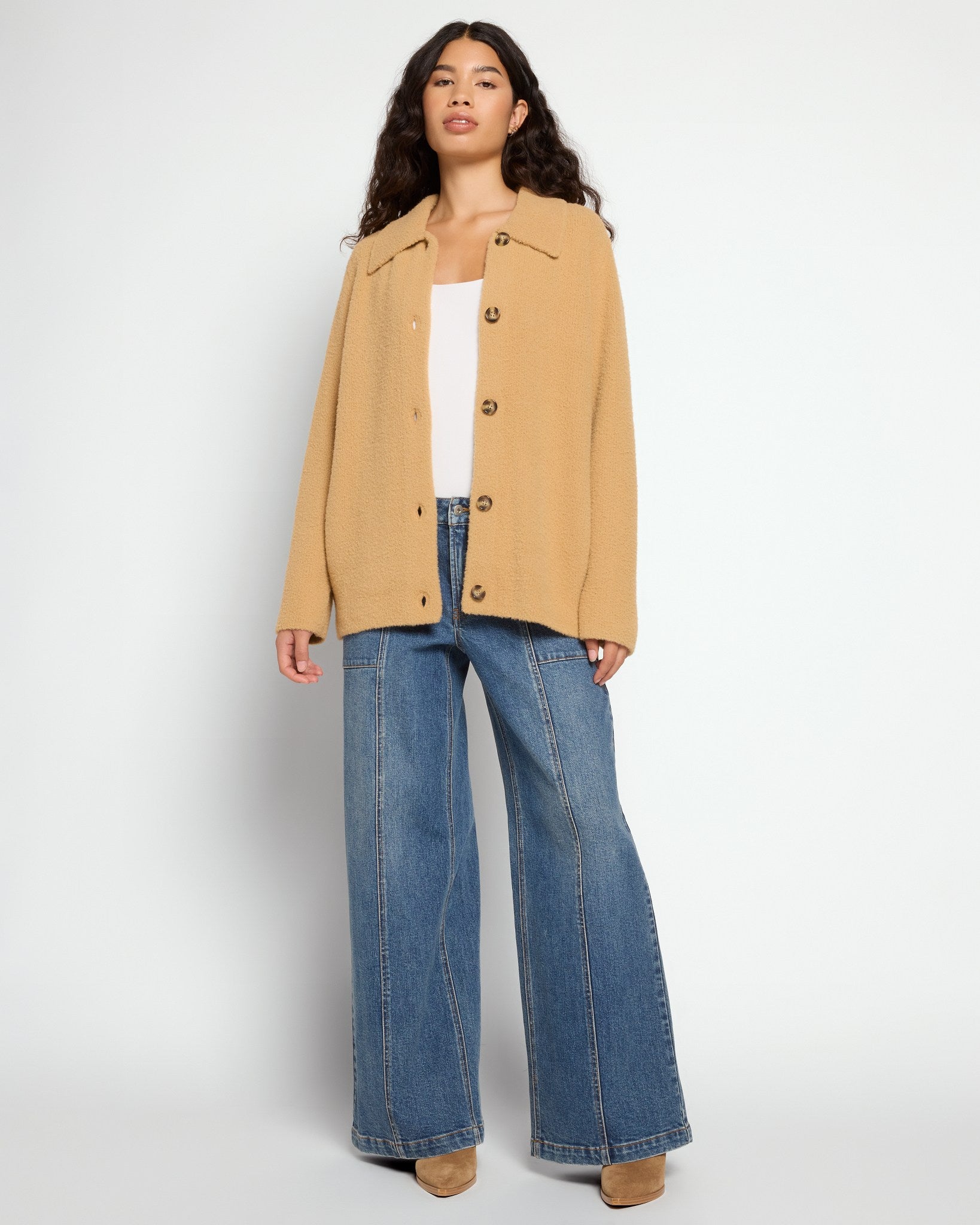 Camel $|& Theo & Spence Essential Cozy Shacket - UGC On Fig