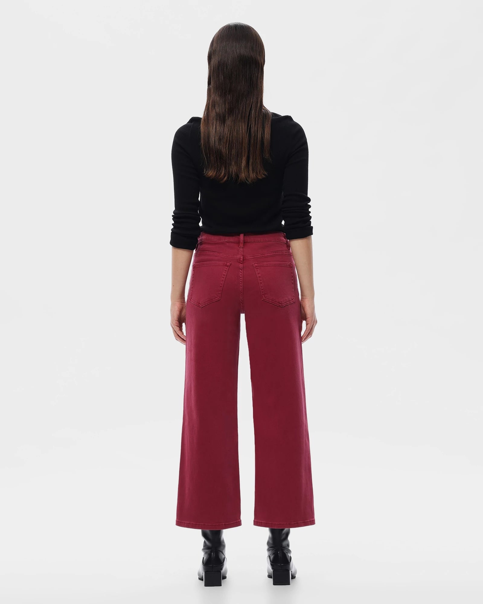 Wine $|& Bayeas Mid Rise Straight Leg Jeans - Hanger Side