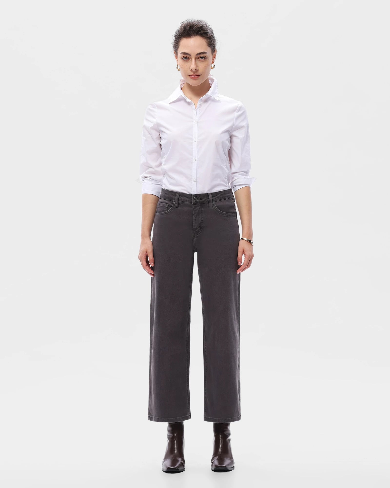 Gray $|& Bayeas Mid Rise Straight Leg Jeans - VOF Detail
