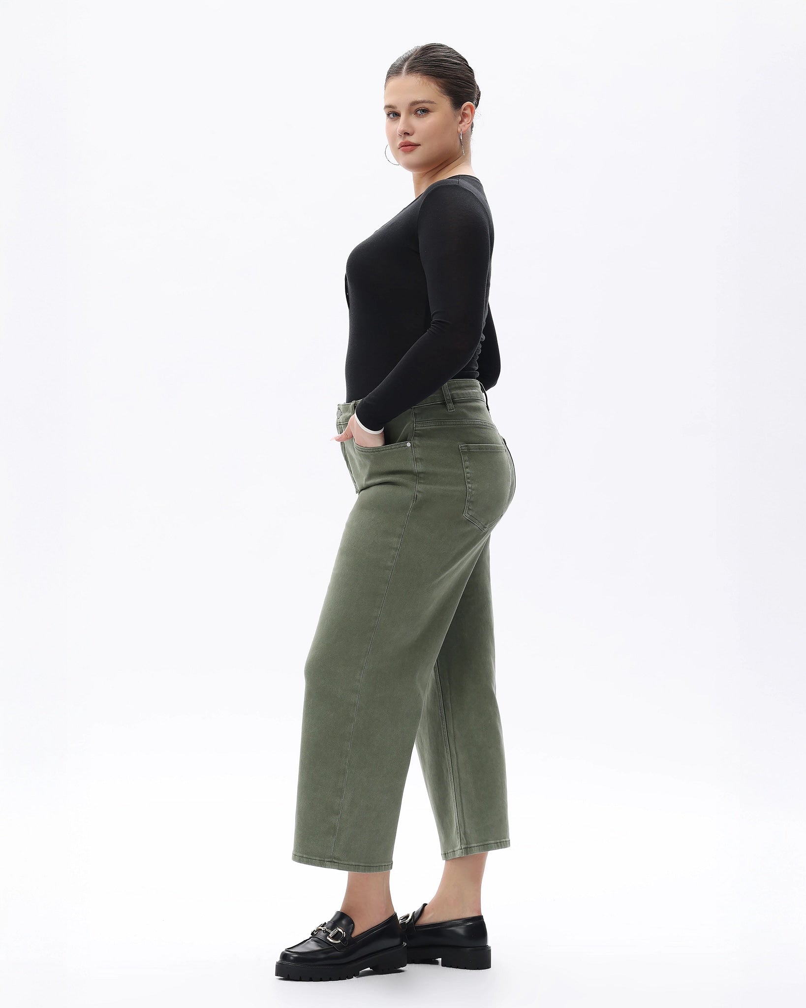 Green $|& Bayeas Mid Rise Straight Leg Jean - Hanger Front