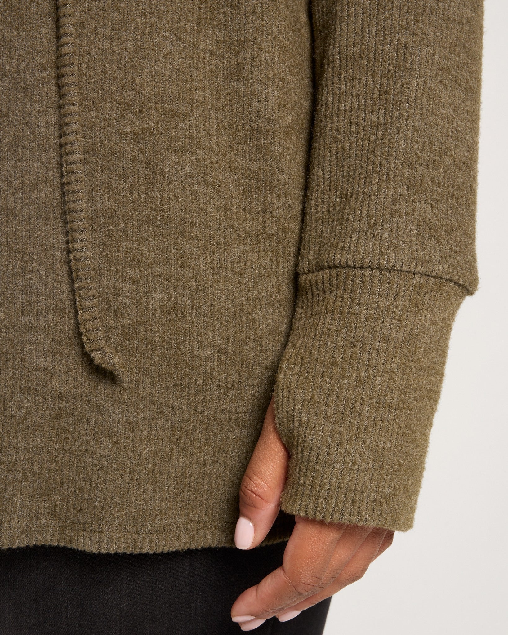 Olive $|& Loveappella Hooded Cardigan with Tie Front - SOF Full Front