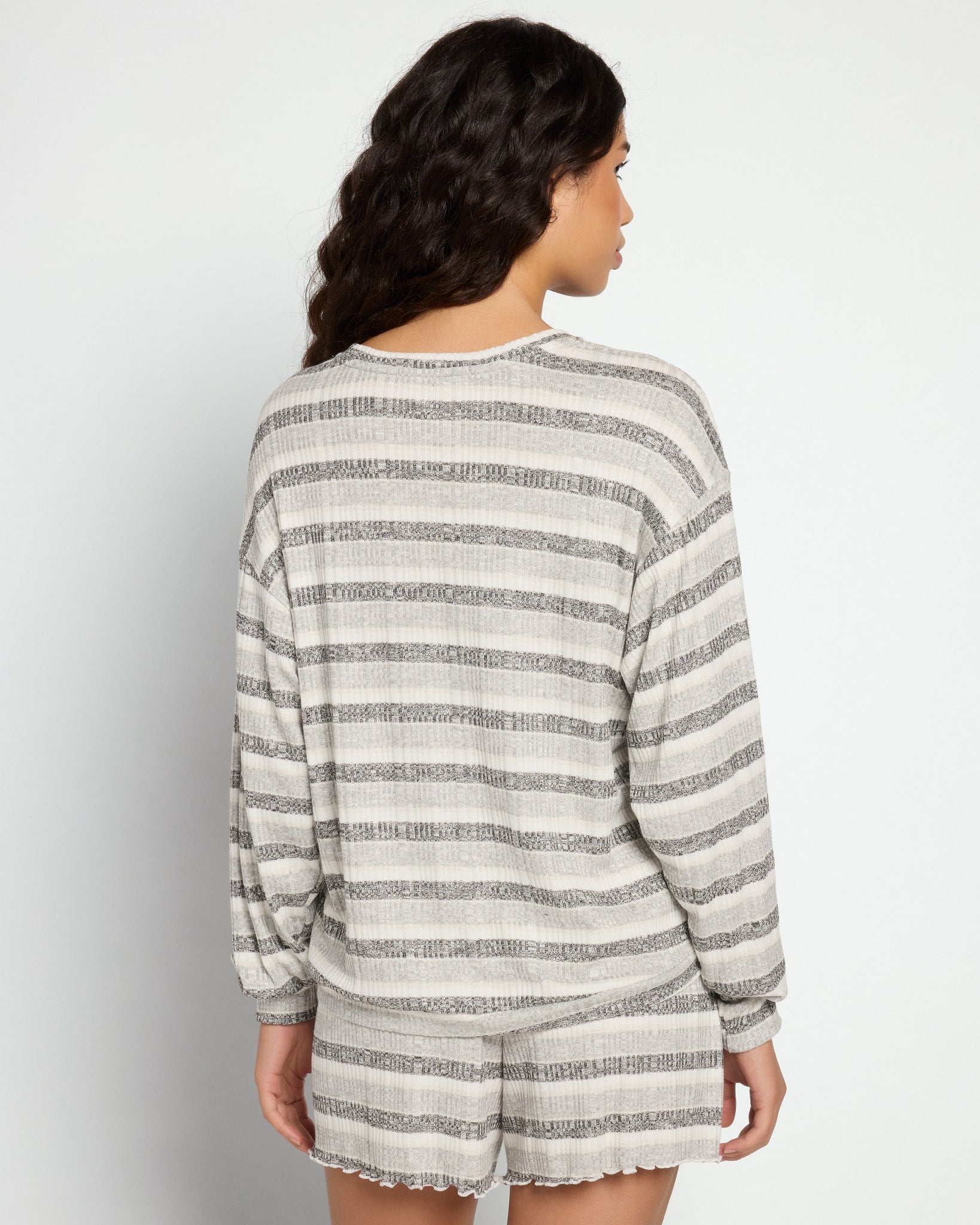 Grey Tonal Stripe $|& Astrologie Printed Clementine High Low Top - SOF Back