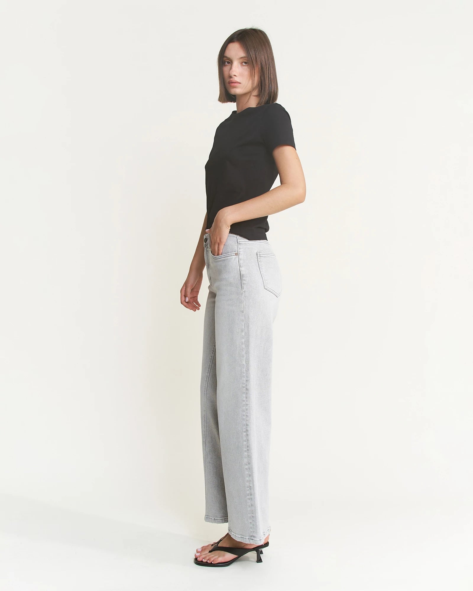 Gray Dolphin $|& Mica Denim High Rise Wide Leg Jeans - Hanger Front