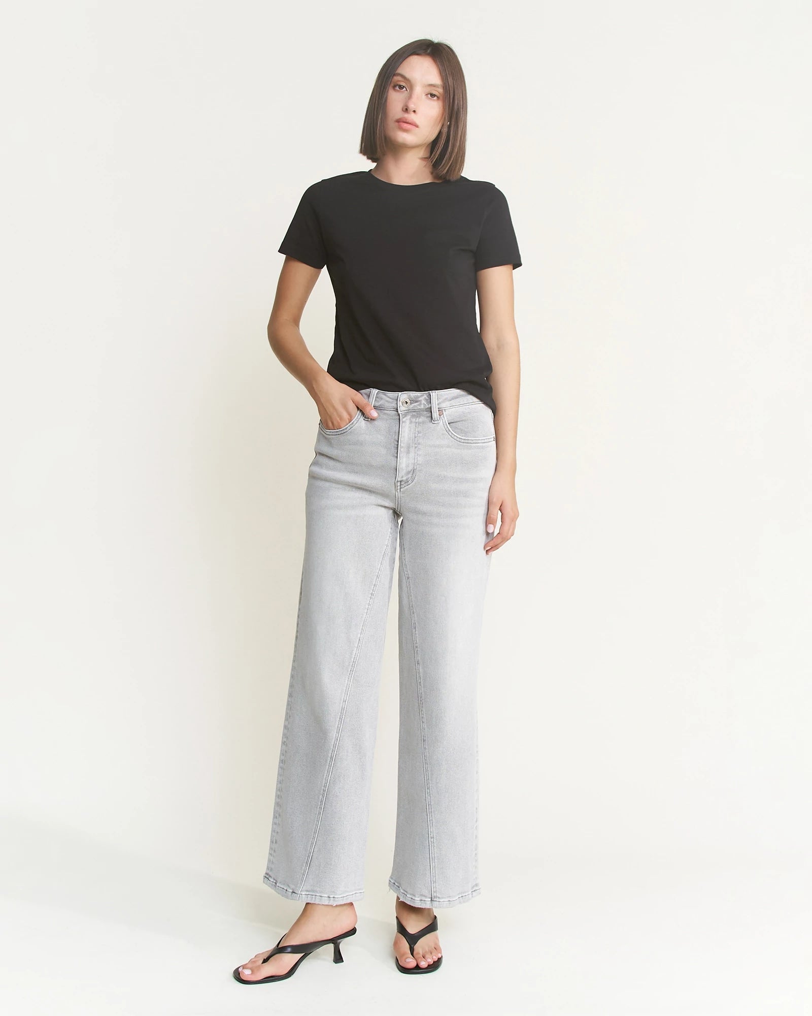 Gray Dolphin $|& Mica Denim High Rise Wide Leg Jeans - VOF Detail