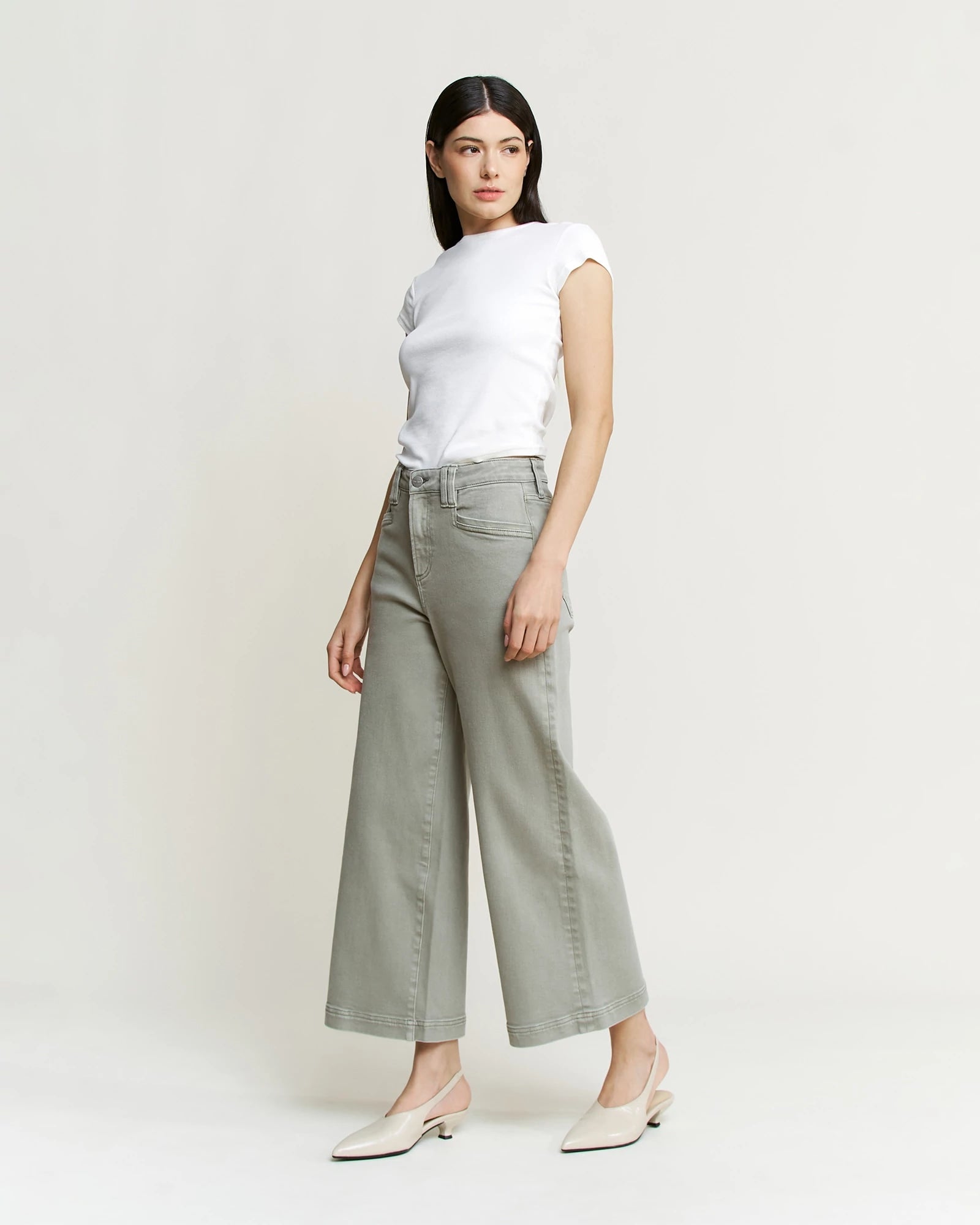Summer Green $|& Mica Denim Super High Rise Cropped Utility Pant - Hanger Front