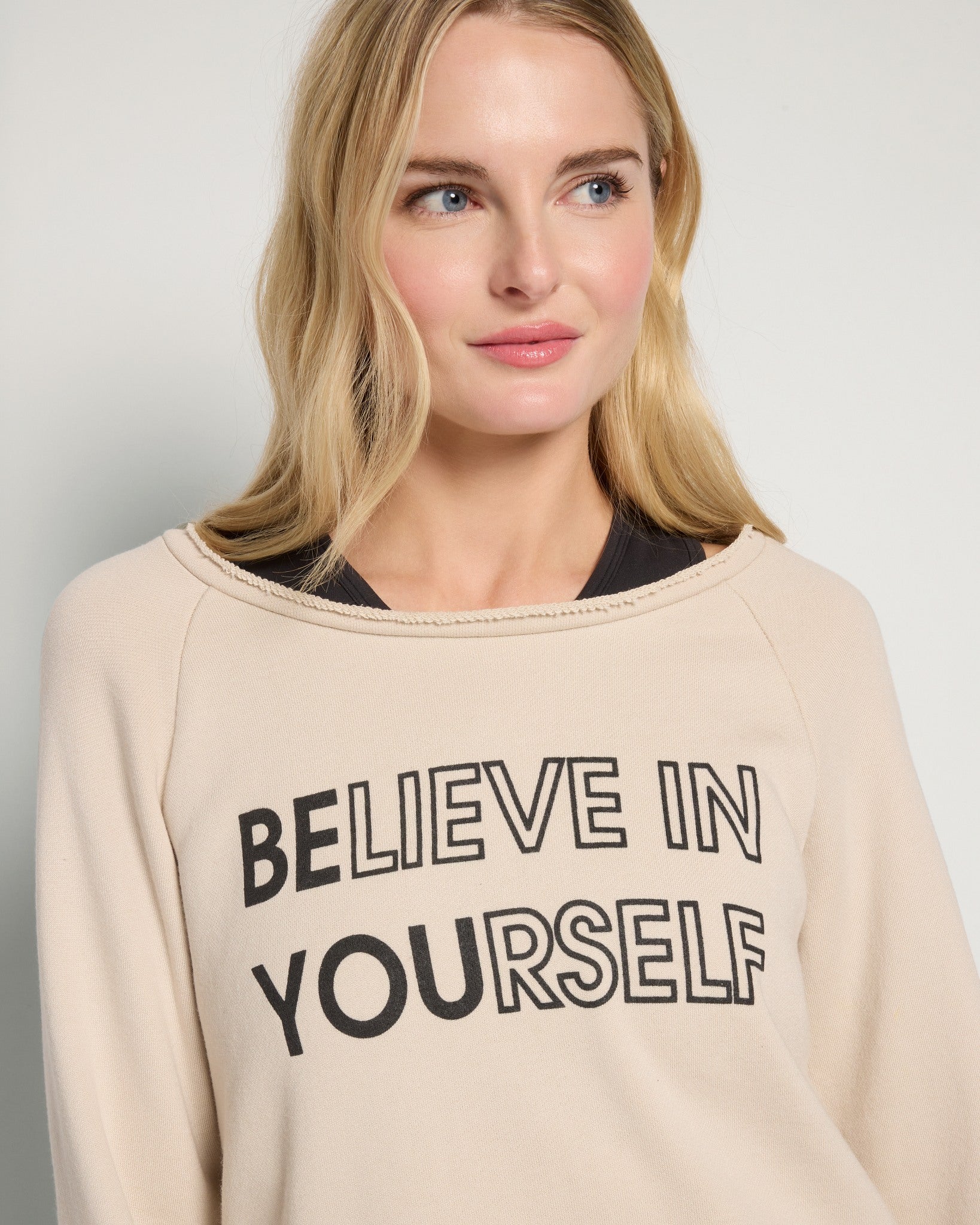 Birch $|& Interval Graphic Mid Length Long Sleeve-Believe - SOF Full Front