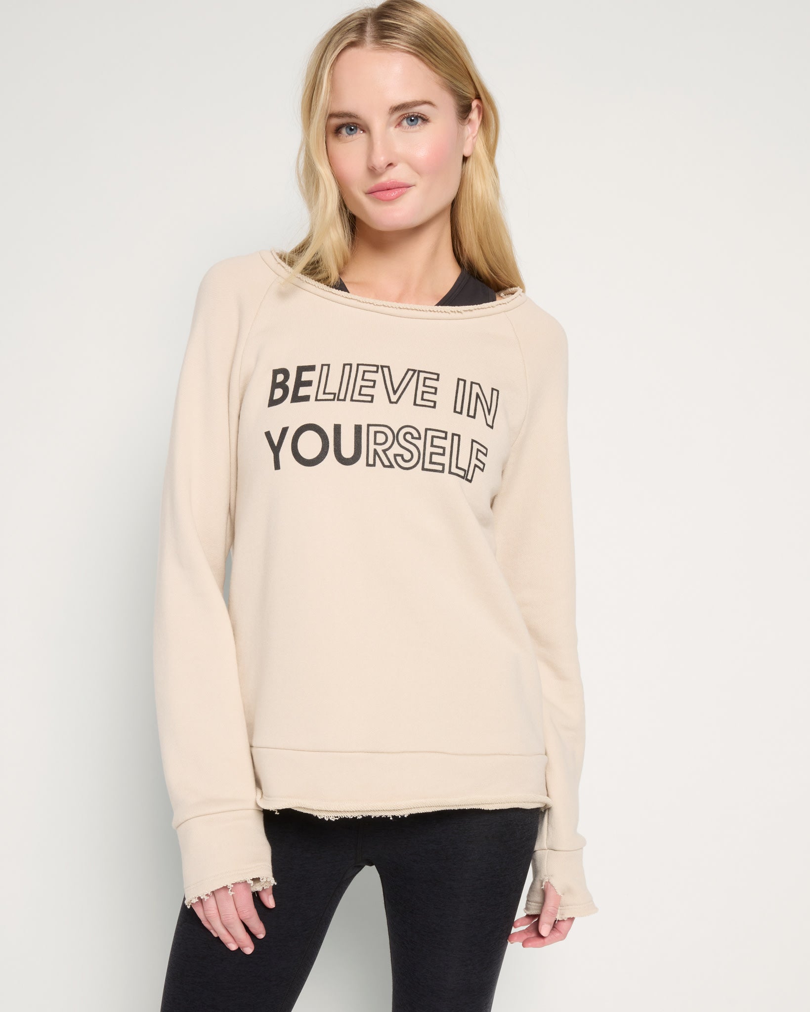 Birch $|& Interval Graphic Mid Length Long Sleeve-Believe - SOF Front