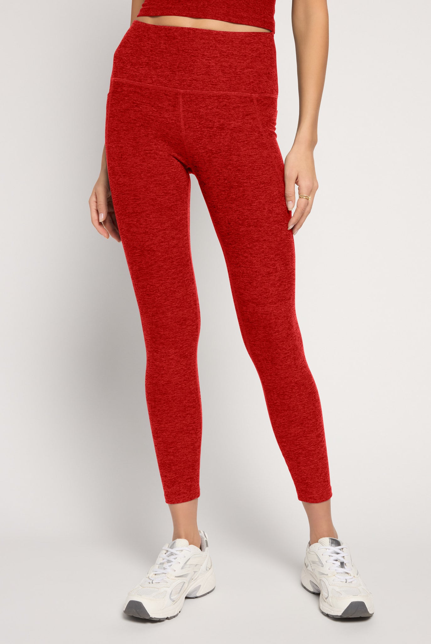 Love Red Heather $|& Interval FlowHeather Sculpt Pocket Legging - SOF Front