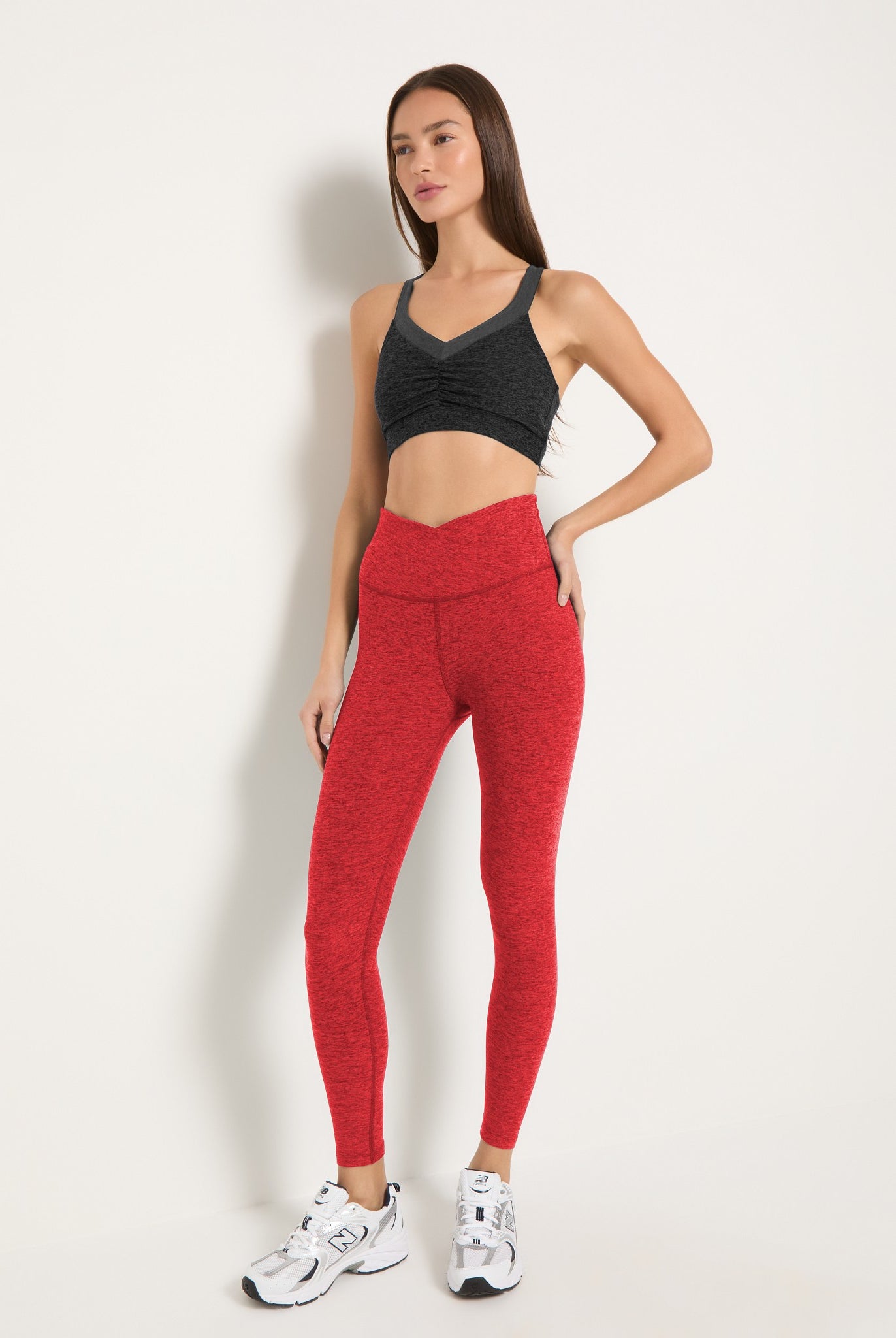 Love Red Heather $|& Interval FlowHeather Sculpt Crossover Leggings - UGC On Fig