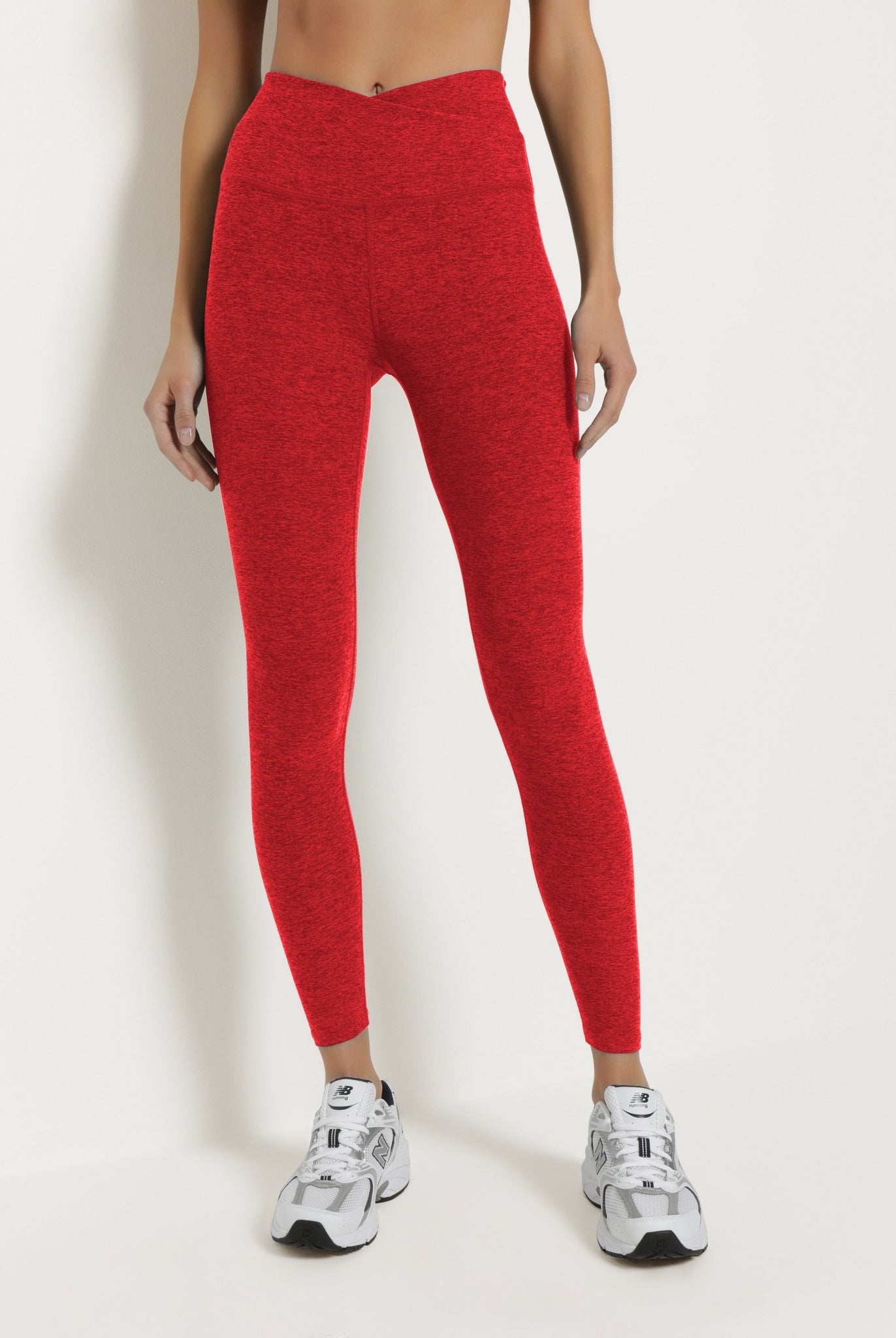 Love Red Heather $|& Interval FlowHeather Sculpt Crossover Leggings - SOF Full Front
