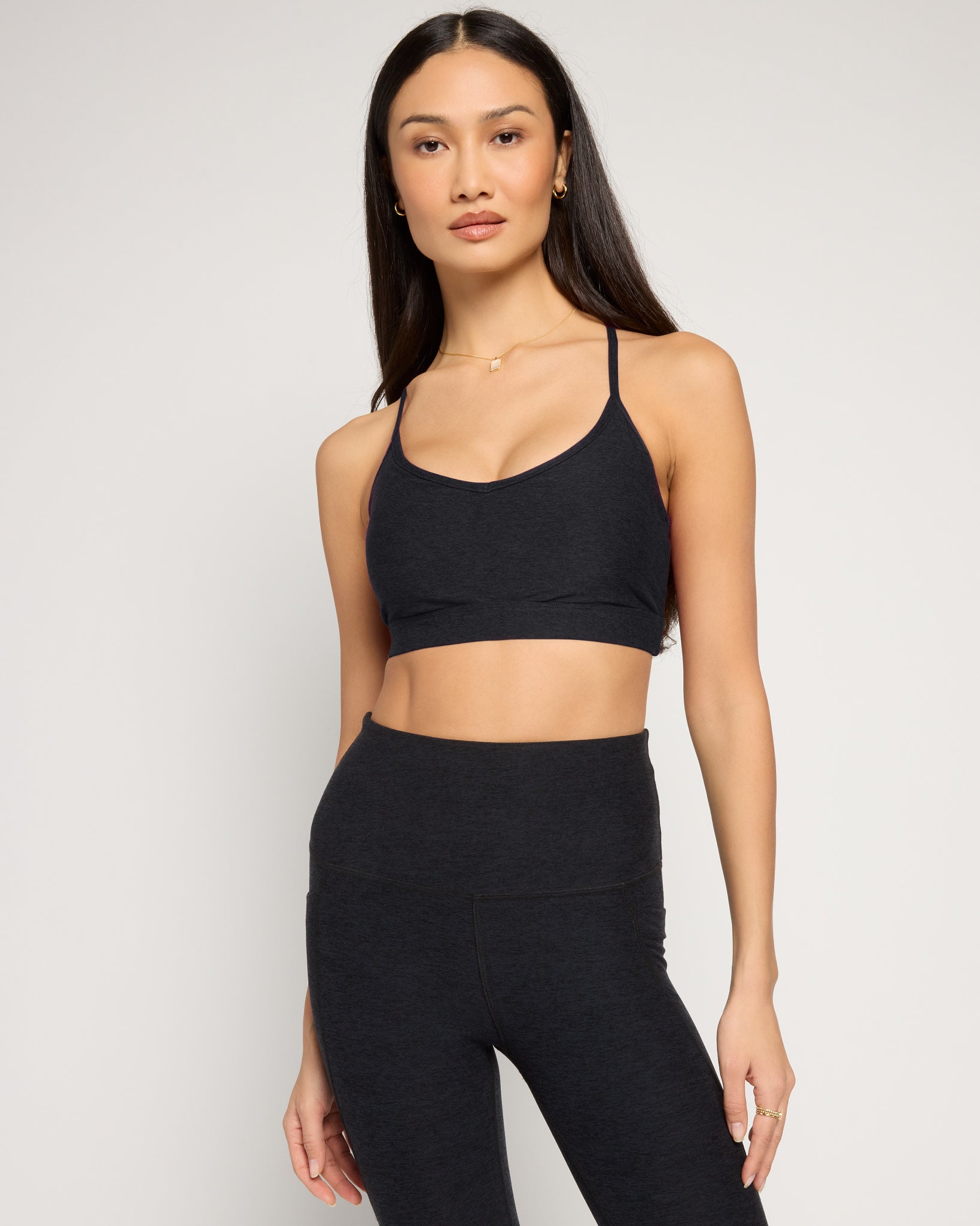 Night Sky Heather $|& Interval FlowHeather Sculpt Movement Racer Back Bra - SOF Front