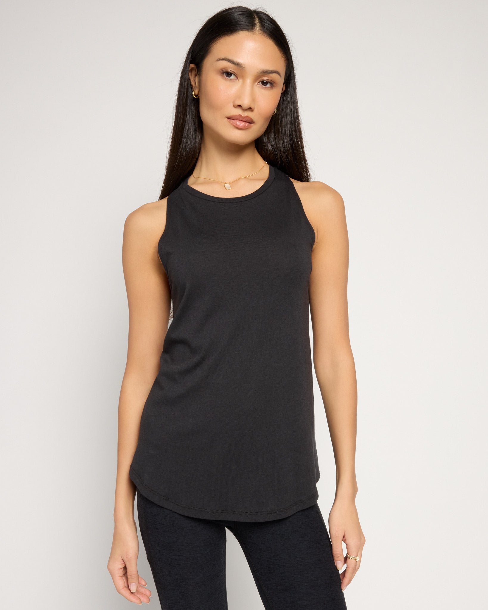 Black $|& Interval Split Back Tank - SOF Front